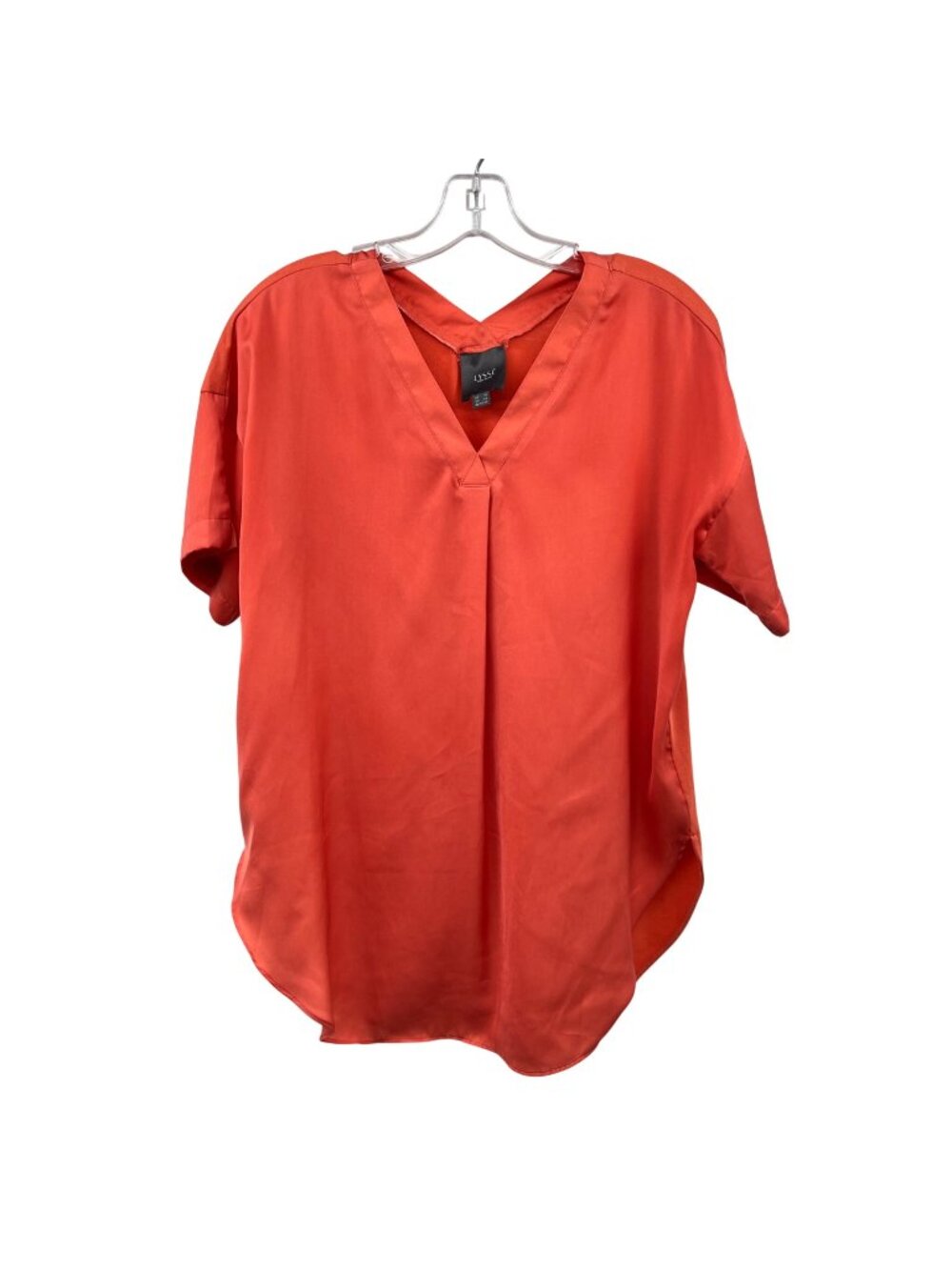 LYSSE Womens Orange Blouse Short Sleeve V-Neck Size XS